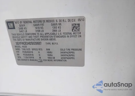 2013 Cadillac Srx Luxury Collection z USA, uszkodzony, nr VIN 3GYFNCE34DS629687